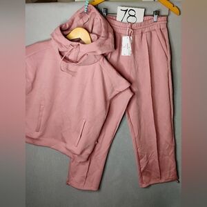 Euclid Bonaire Short Sleeve Sz Small Hoodie Bonaire Pants 40" Length Dusty Rose